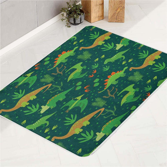 dinosaurs and forest green bath rugs