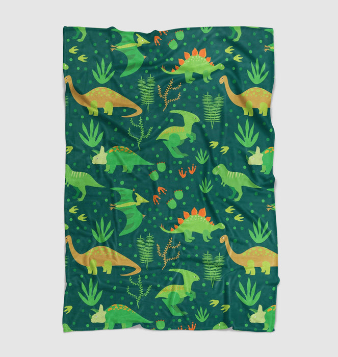 dinosaurs and forest green Ultra soft fleece blanket