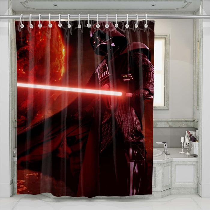 darth vader with light saber star wars shower curtains