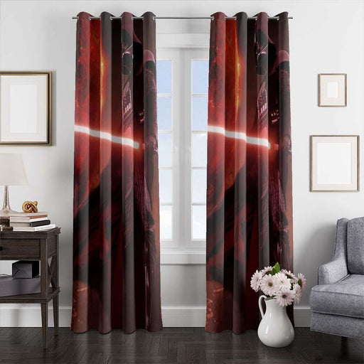 darth vader with light saber star wars window curtains