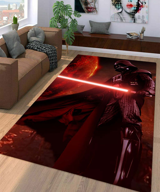 darth vader with light saber star wars Living room carpet rugs