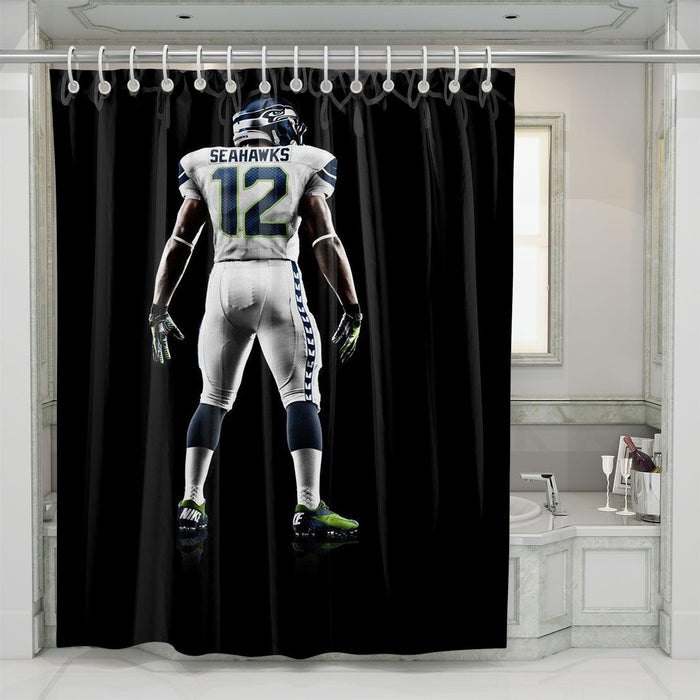 dark seahawks player nfl shower curtains