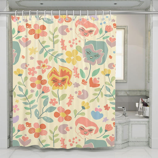 disney style flower emotions shower curtains