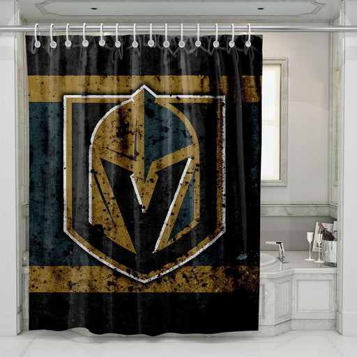 dark vegas golden knights shower curtains