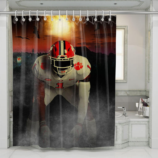 darkness strong position football shower curtains