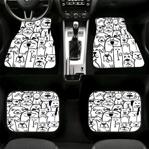 dog and cat doodle pattern Car floor mats Universal fit