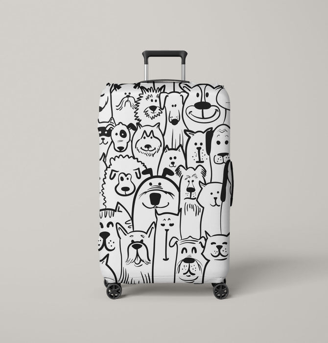 dog and cat doodle pattern Luggage Cover | suitcase