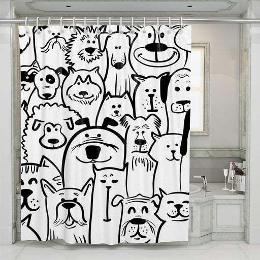 dog and cat doodle pattern shower curtains