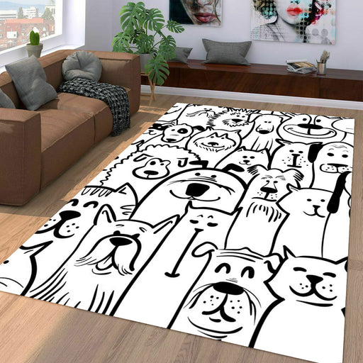 dog and cat doodle pattern Living room carpet rugs