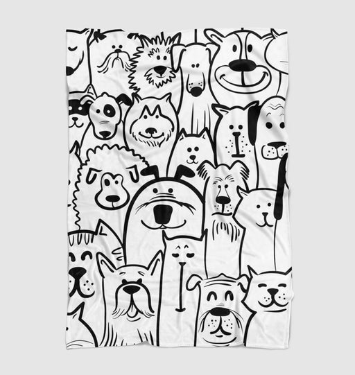 dog and cat doodle pattern Ultra soft fleece blanket