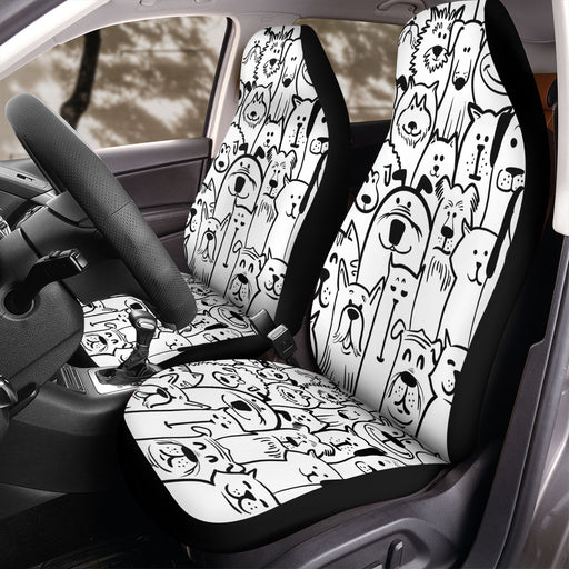 dog and cat doodle pattern Car Seat Covers