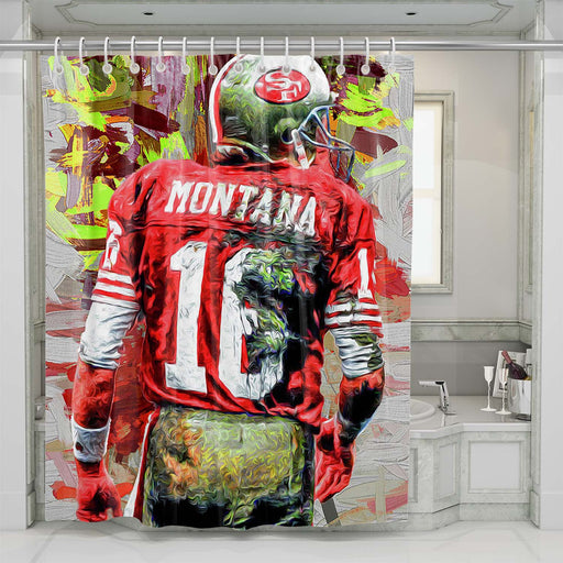 joe montana 49ers art shower curtains