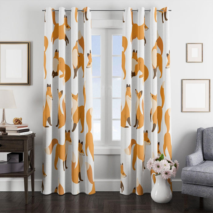 dog orange very cute poses window Curtain