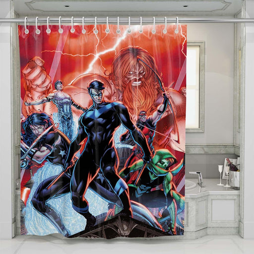 dc heroes comic character shower curtains