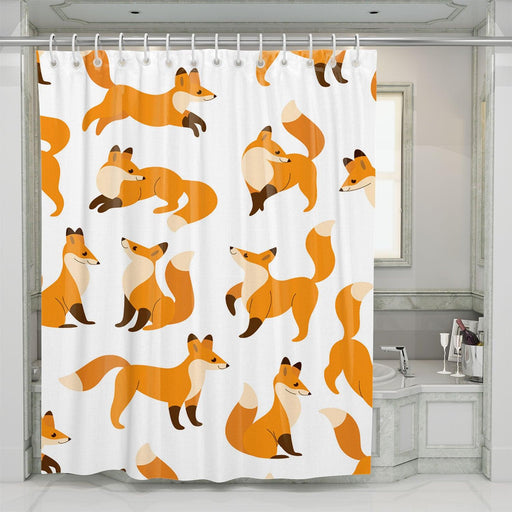 dog orange very cute poses shower curtains