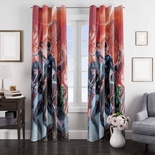 dc heroes comic character window curtains