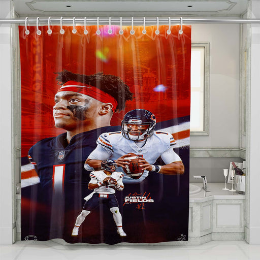 justin field chicago bears shower curtains