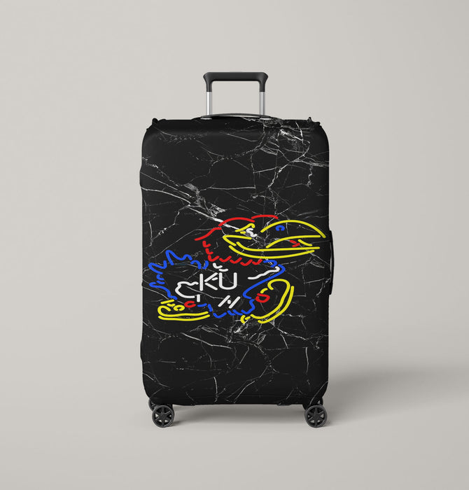 kansas jayhawks marble logo Luggage Cover | suitcase