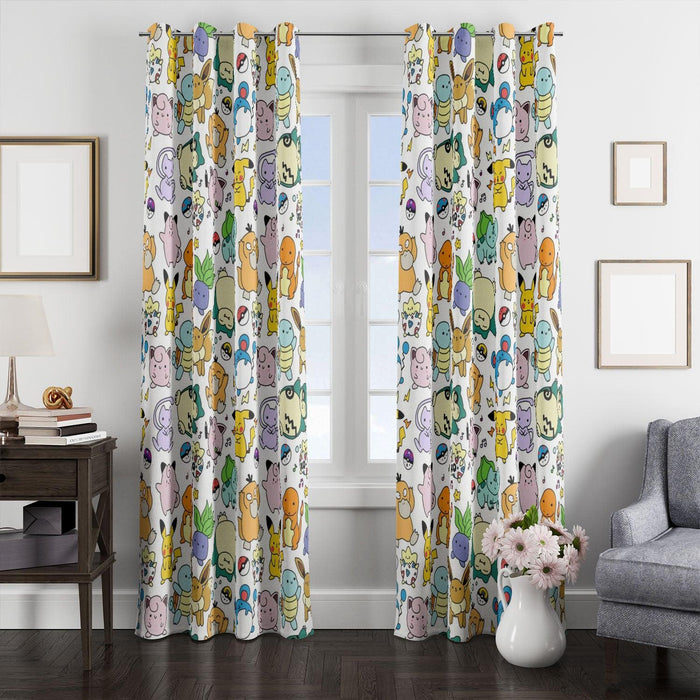 doodle character pokemon window Curtain