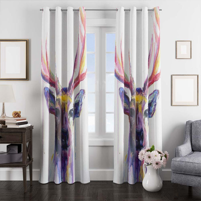 deer colorful window curtains