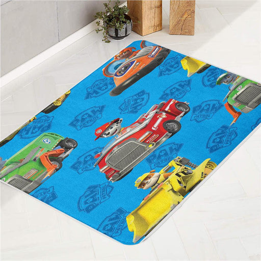 dogs driving paw patrol pattern bath rugs