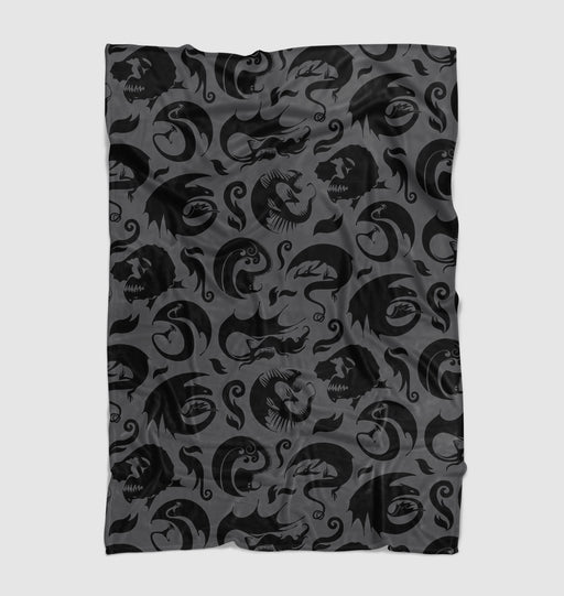 dragons silhouette dark pattern Ultra soft fleece blanket