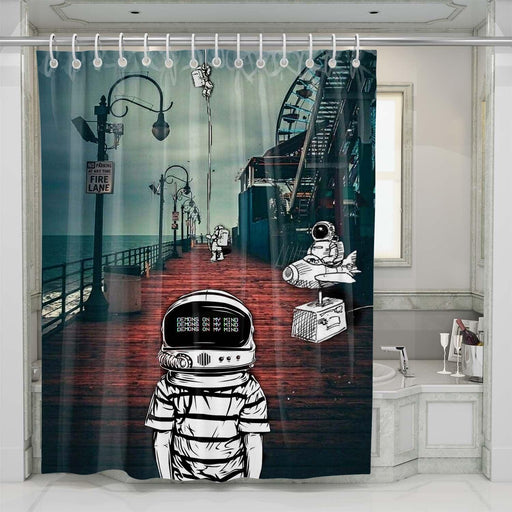 demons on my mind astronout aesthetic sad boy shower curtains