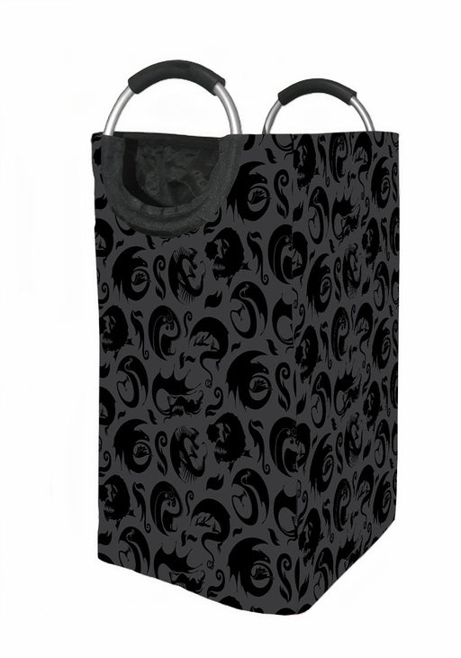 dragons silhouette dark pattern Laundry Hamper | Laundry Basket