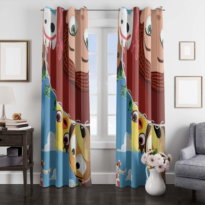 digital painting of character toy story window Curtain