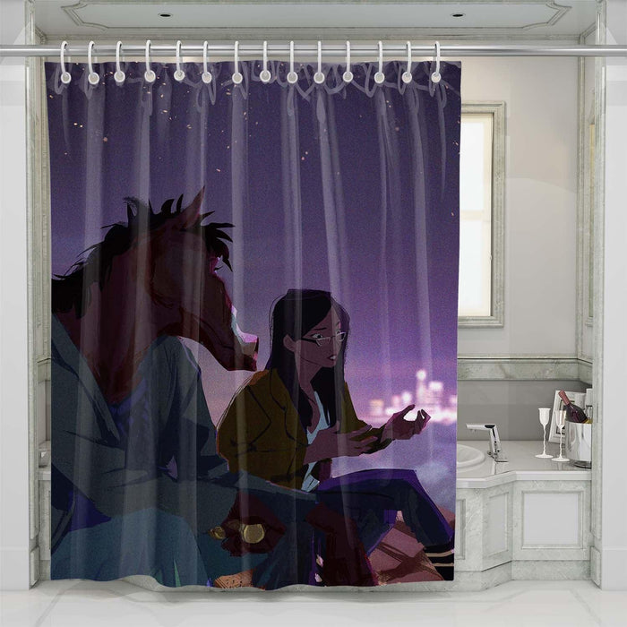 digital painting bojack horseman shower curtains