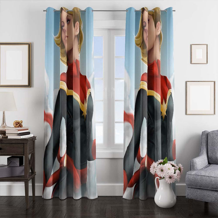 digital painting captain marvel window curtains