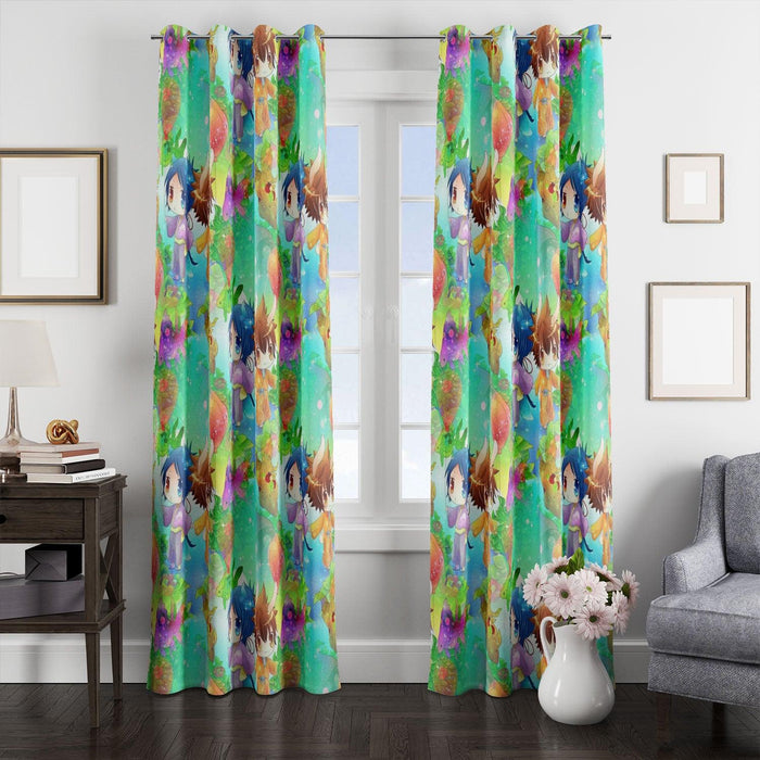 dreamy anime isekai landscape window Curtain