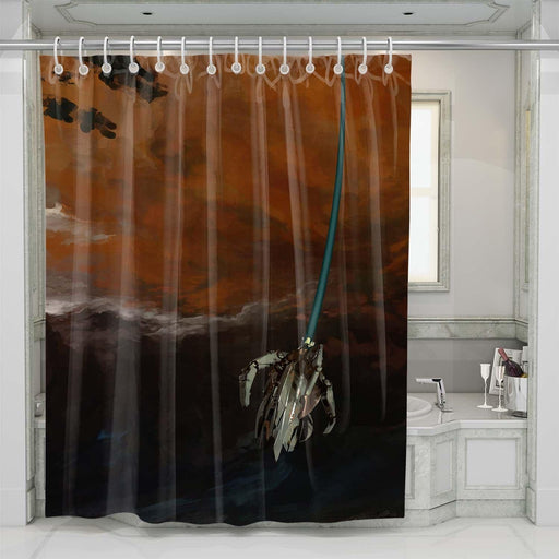 digital painting illustration thrasher shower curtains