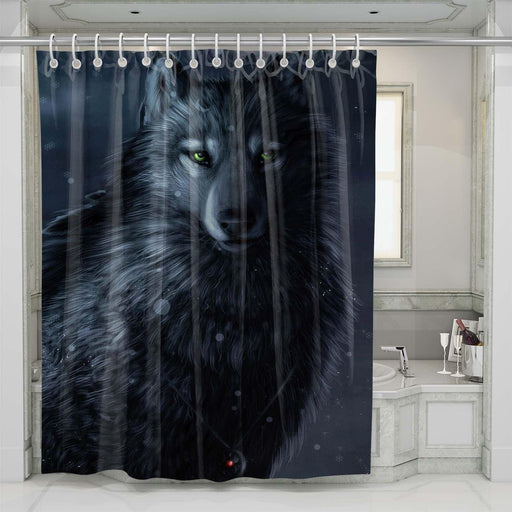 digital painting wolf shower curtains