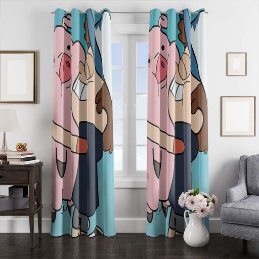 dipper and pig gravity falls window curtains