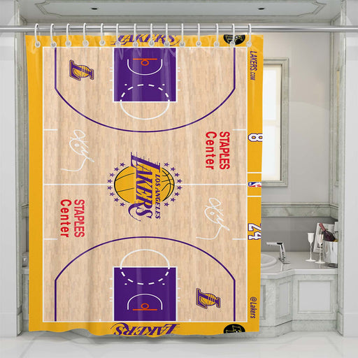 lakers basket shower curtains