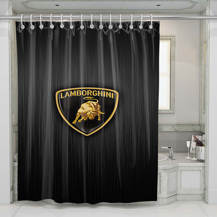 lamborghini metal logo shower curtains