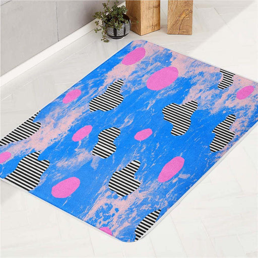 earth sky blue lines bath rugs