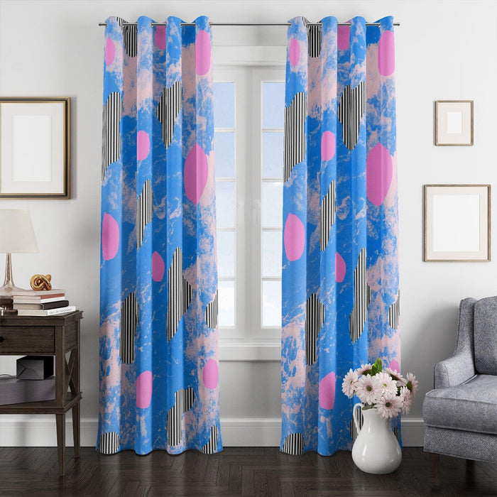 earth sky blue lines window Curtain