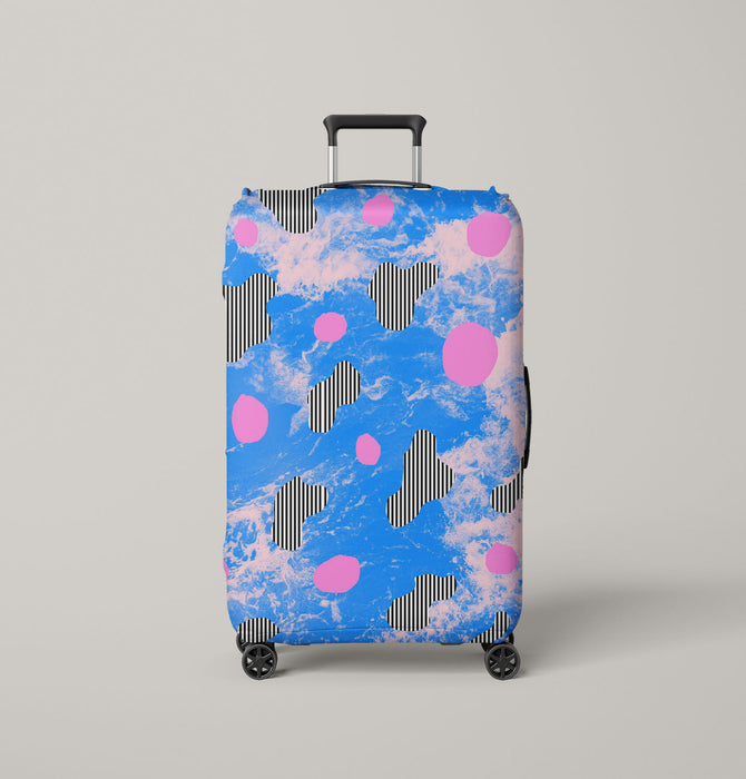 earth sky blue lines Luggage Cover | suitcase