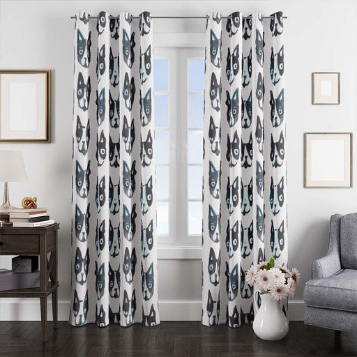 dog and cat water color window curtains