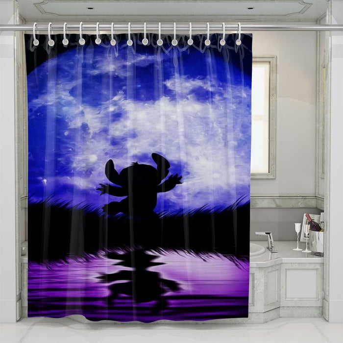 lilo and stich moon silhouette shower curtains