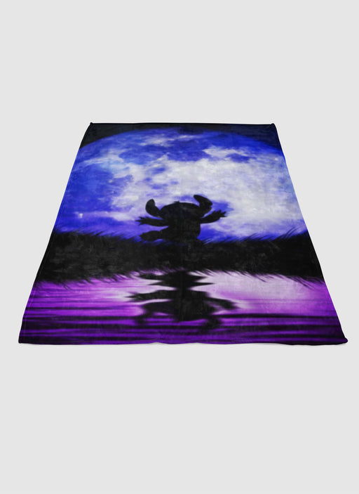 lilo and stich moon silhouette soft fleece blanket