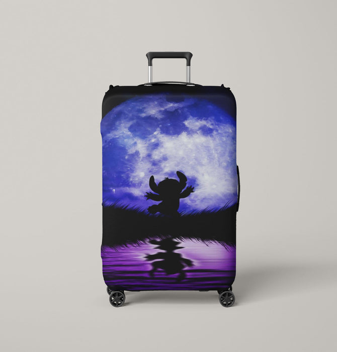 lilo and stich moon silhouette Luggage Cover | suitcase