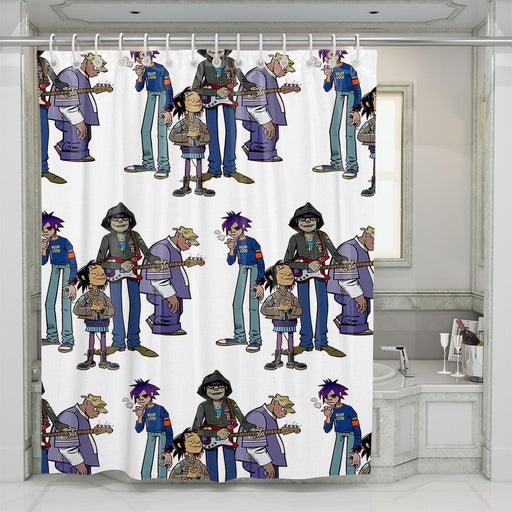 electronic virtual band gorillaz shower curtains