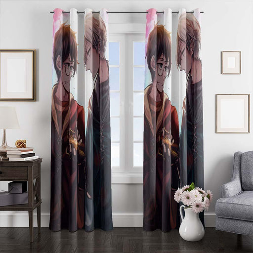 draco and harry potter anime syle window curtains