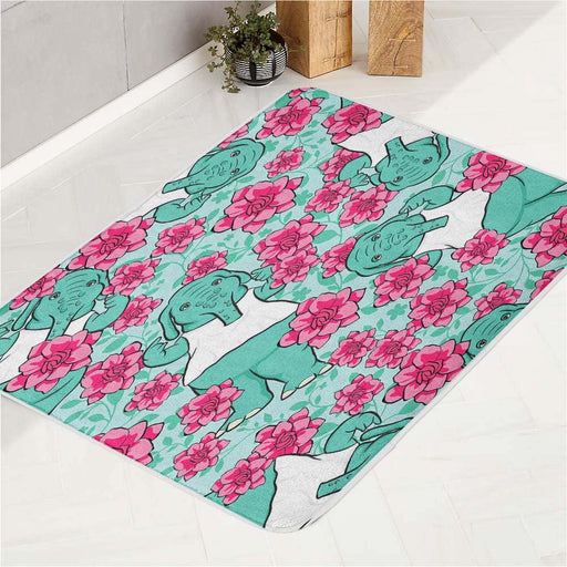 elephant dumbo cute with flower bath rugs