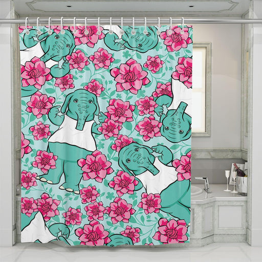 elephant dumbo cute with flower shower curtains