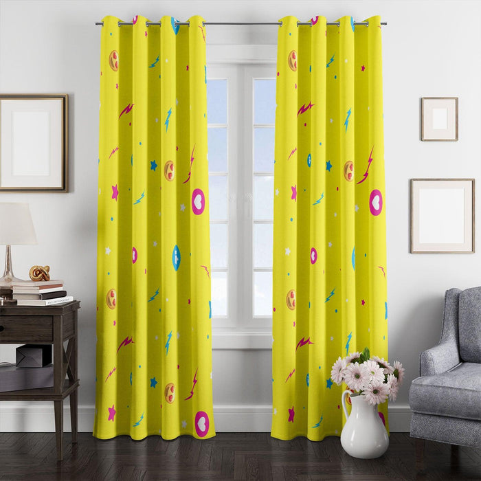 emoji and emoticons pattern window Curtain