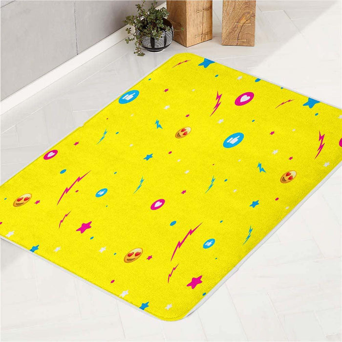 emoji and emoticons pattern bath rugs